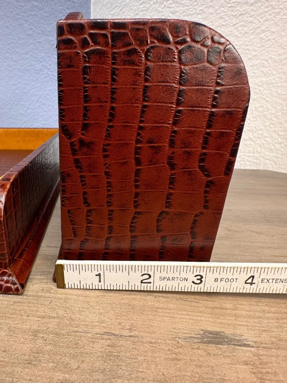 Vintage BEY-BERK Croco Leather 3-Piece Desk Set Gold Suede Lined Organizer